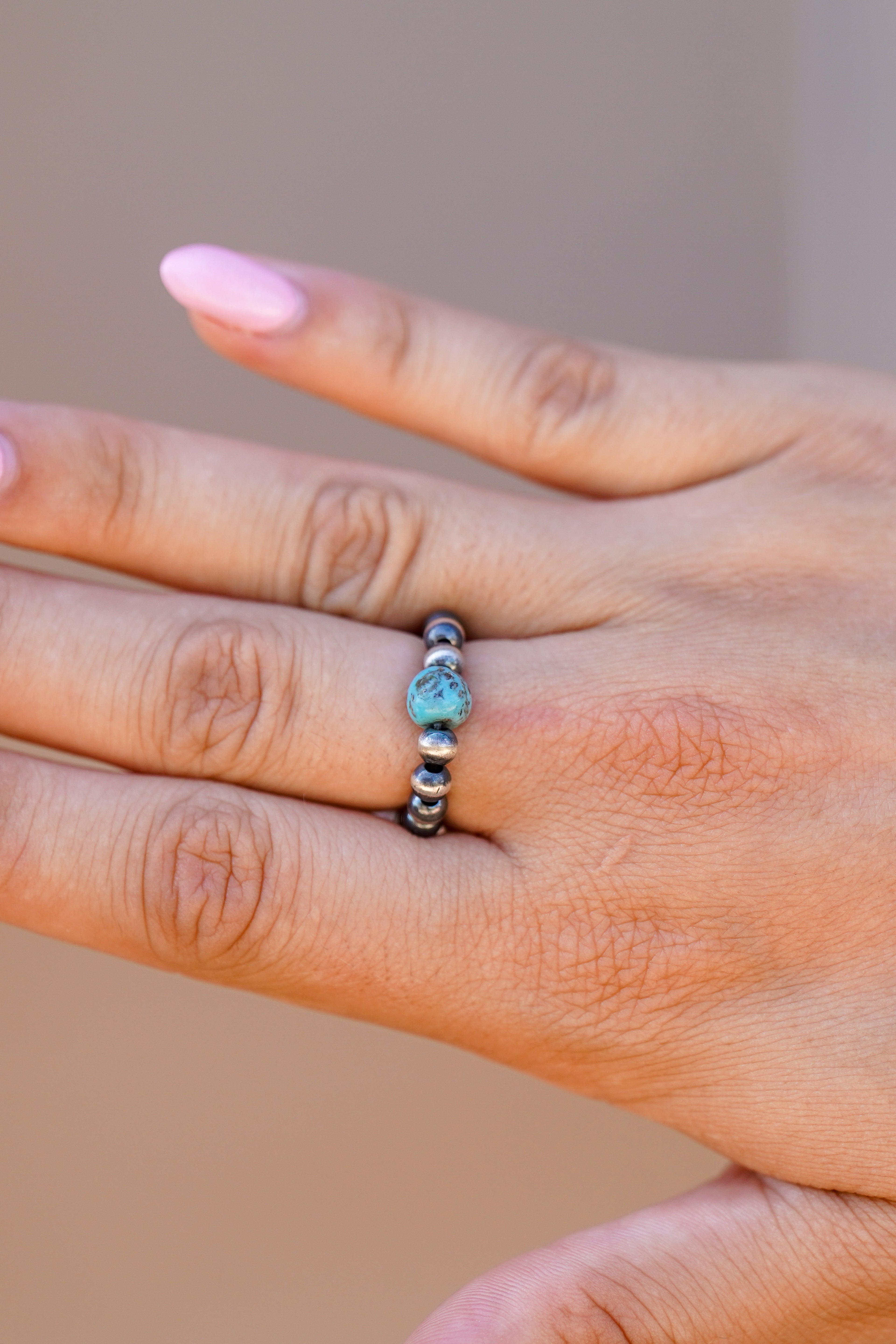 Pearls & Turquoise Stretchy Ring